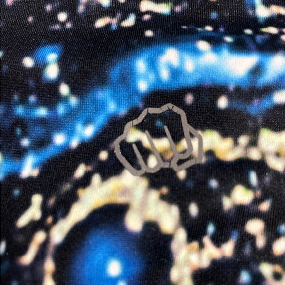 Feed Me Fight Me Leggings Women’s Medium Blue Marble Galaxy Print Activewear - Picture 6 of 12